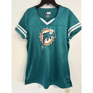 Miami Dolphins Women’s NFL Team Apparel V-Neck Jersey Aqua Teal Medium